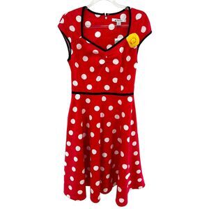 Disney Parks Dress Shop Minnie Mouse Red Polka Dot Dress Woman's Size Small‎ NWT